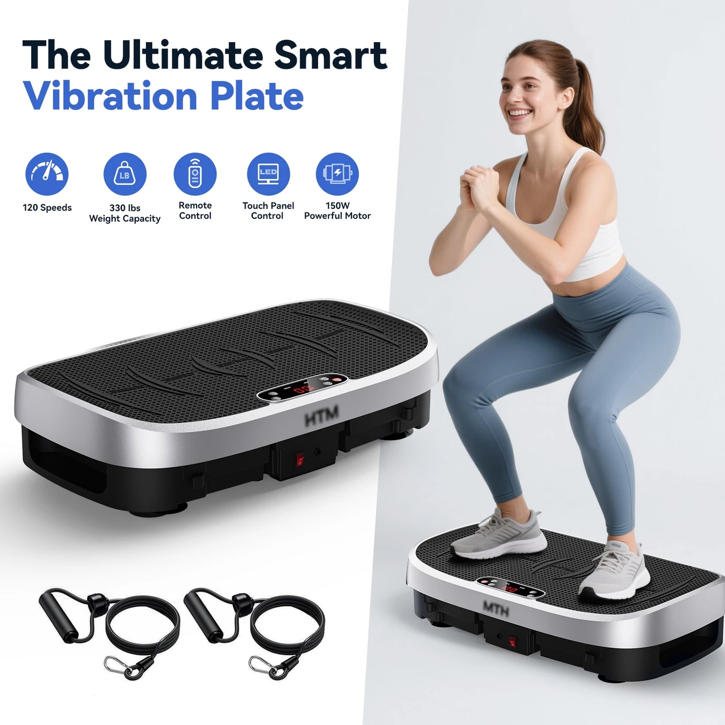 HTM Silent Vibration Plate Exercise Machine Whole Body 120 Levels