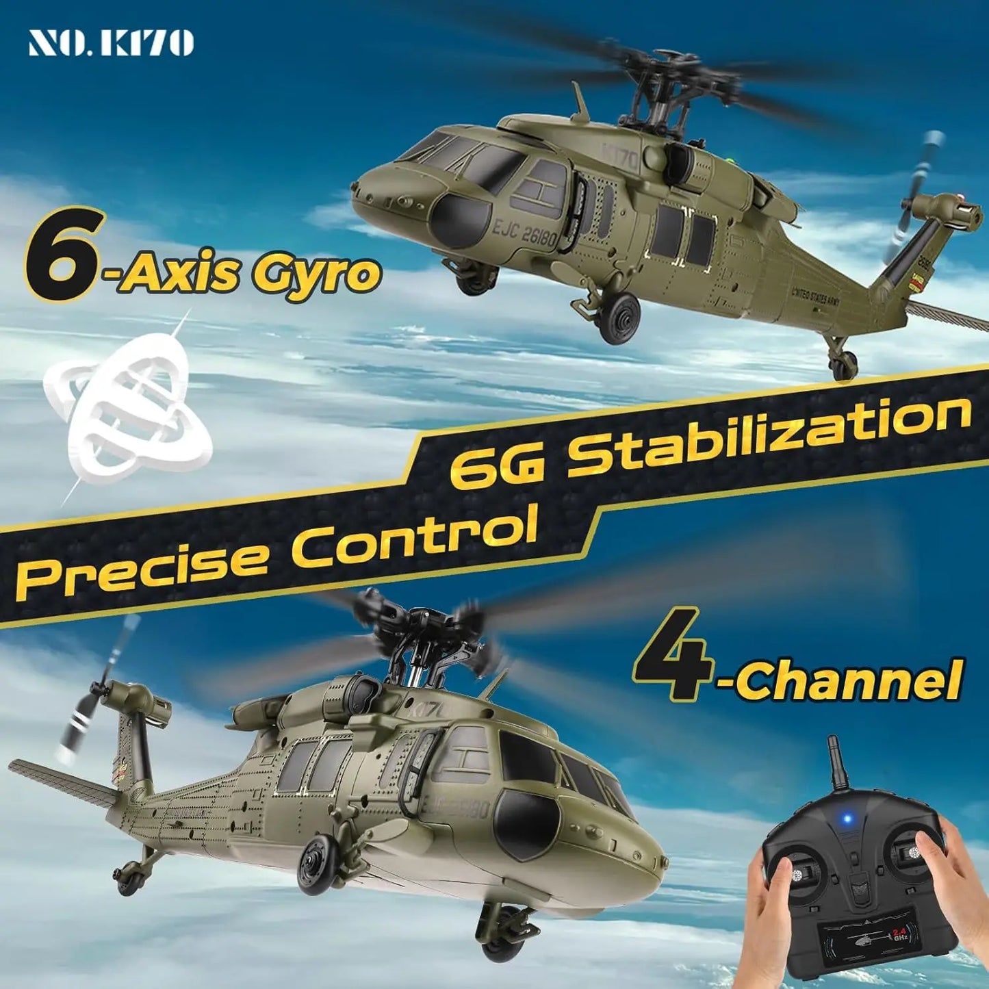 WLtoys K170 Brushless 4CH RC Helicopter With Three Batteries