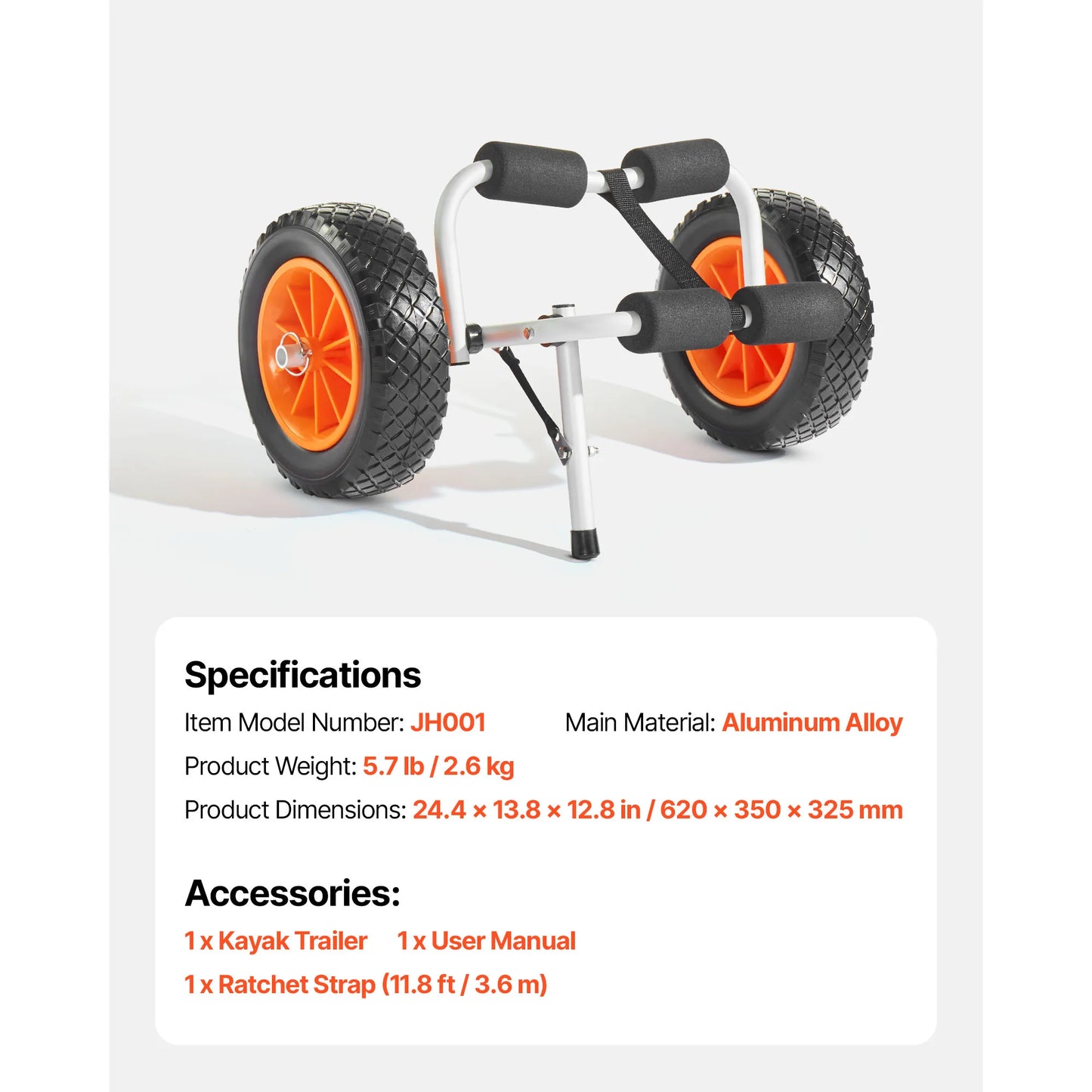 SucceBuy Folding Kayak Cart 200 Lb Capacity With 10in Wheels