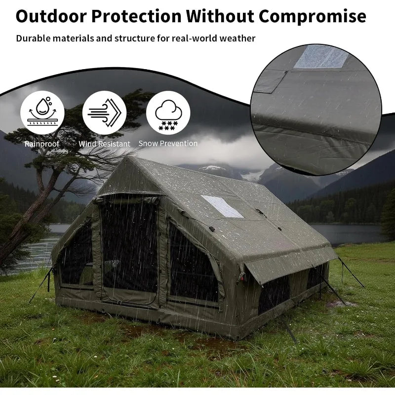 Luxury Inflatable Camping Tent,Wind & Rain Resistant,Breathable & Durable Wear-Resistant Fabric,Built-in Stove Jack,F