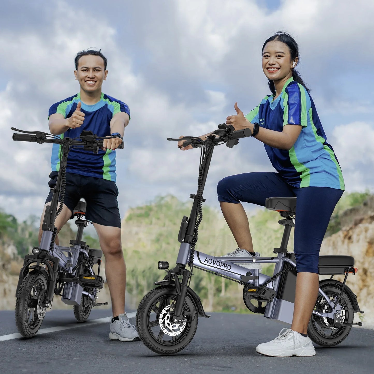 AOVOPRO EB60 Foldable Dual Seat Electric Bike For Adults