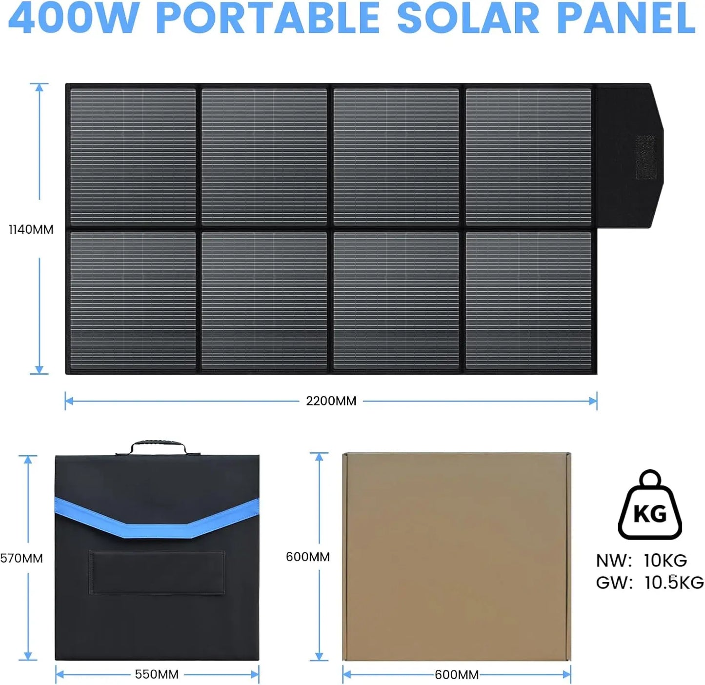 CTOLITY Portable Solar Panel Kit 400W 200W 100W Foldable MPPT