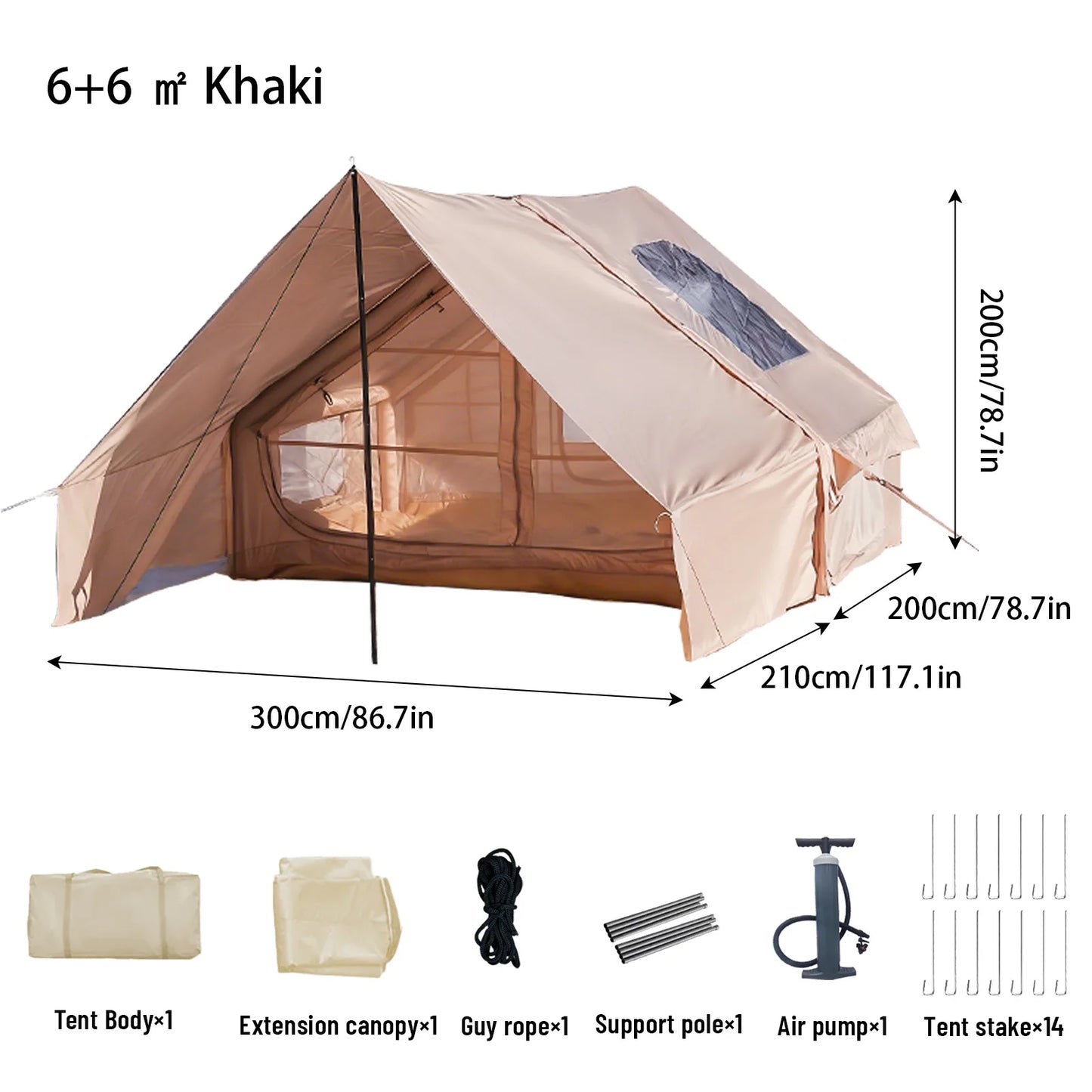 Pakicetus Inflatable Tent With Skylight Quick Setup Four To Six